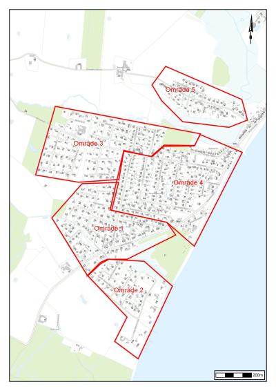 Kort over områder i Faxe Ladeplads